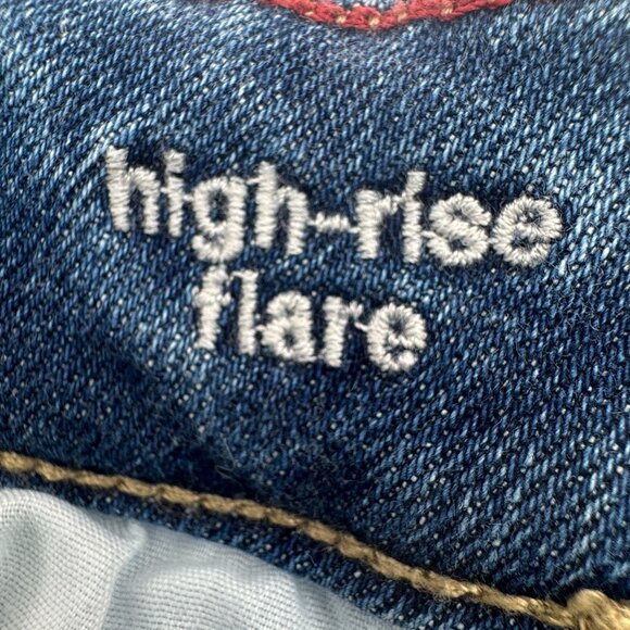 Edgely Bell Bottom Wide Leg Jeans Raw Hem High Rise Flare Size 8 Long - Picture 6 of 8